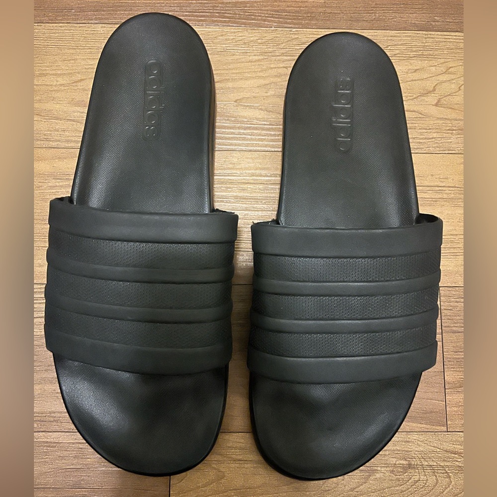Adidas All Black Mens Slides Size 12
